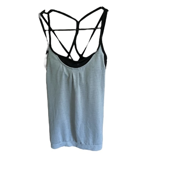 Athleta Mesh Energize Gray Tank Strappy with Black Sports Bra size XS - Picture 2 of 8